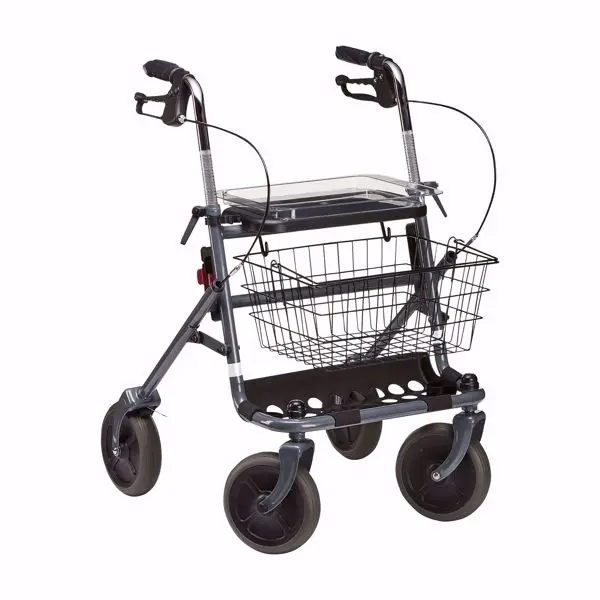 Rollator - Fakto+ - 4 roues - acier - pliable - gris