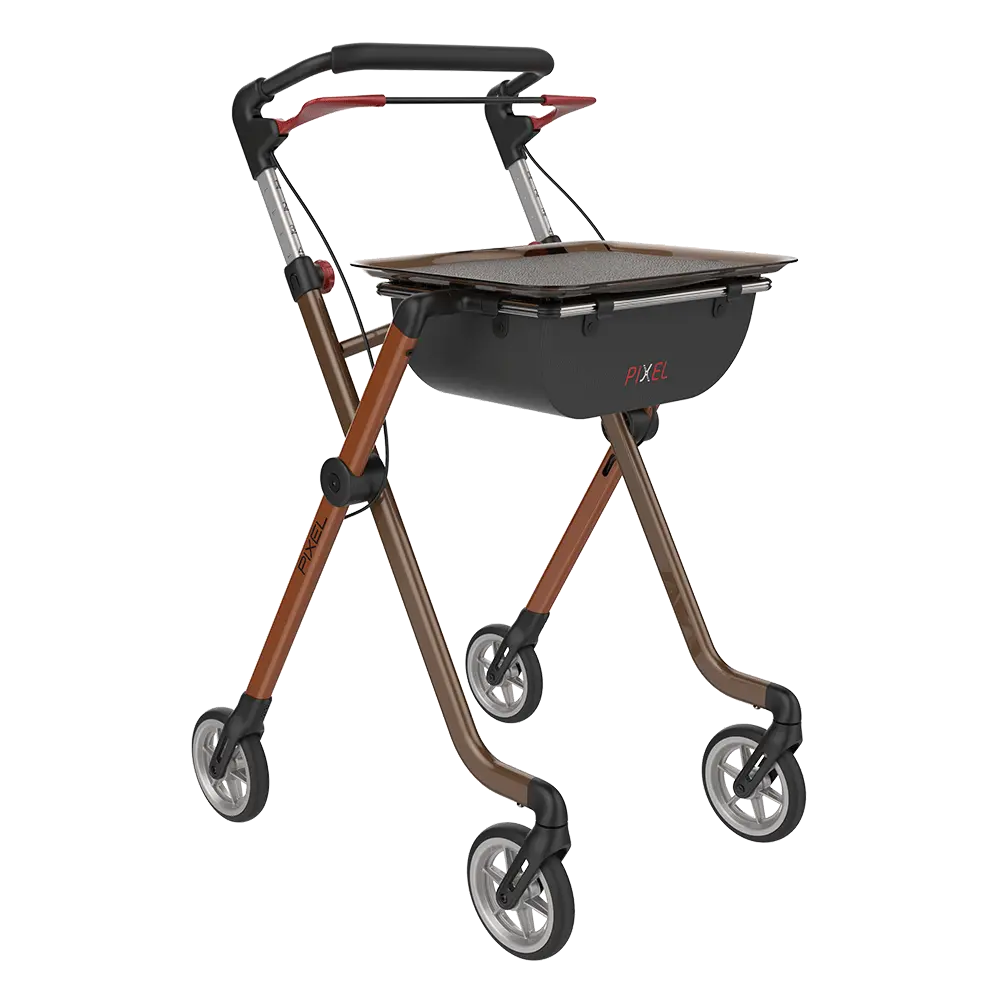 Rollator - Pixel - 4 Räder - Aluminium - faltbar - braun/braun
