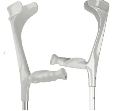 Canne - anglaise - Poignée anatomique soft - non pliable - Aluminium - gris - Hauteur réglable - 1 paire