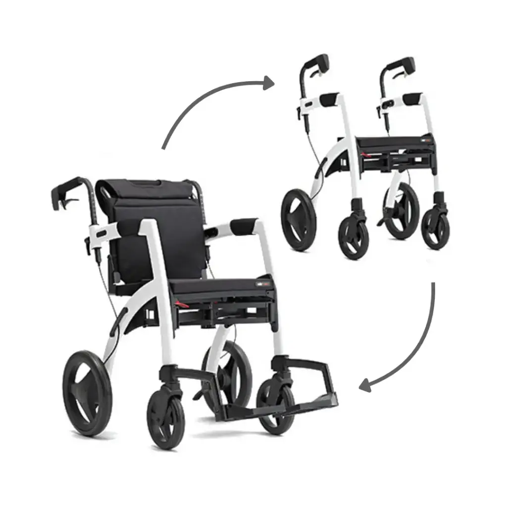 Rollator/Rollstuhl ROLLZ MOTION²  -  2-in-1 - Farbe weiss