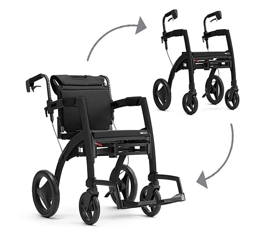 Déambulateur/fauteuil roulant ROLLZ MOTION²  -  2-en-1 - couleur noir mat