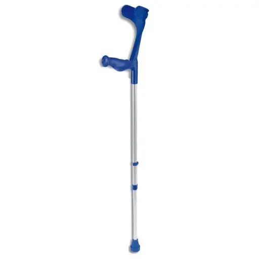  Canne - Anglaise - poignée ergo soft - non pliable - Aluminium - bleu - Hauteur réglable - 1 paire