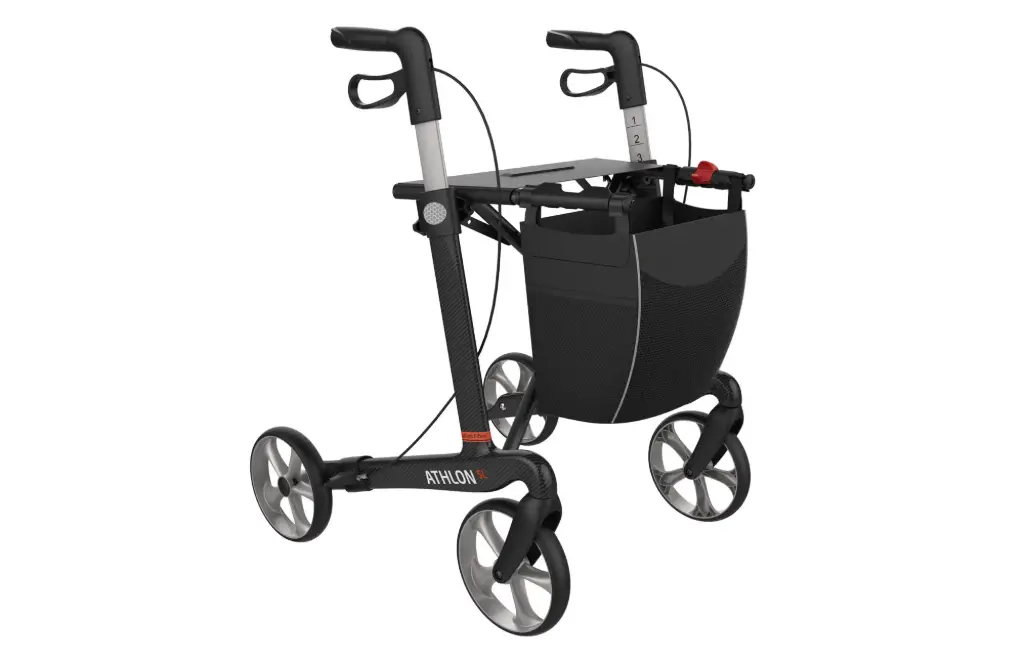 Rollator - Athlon - 4 roues - carbone - pliable - noir - Taille M