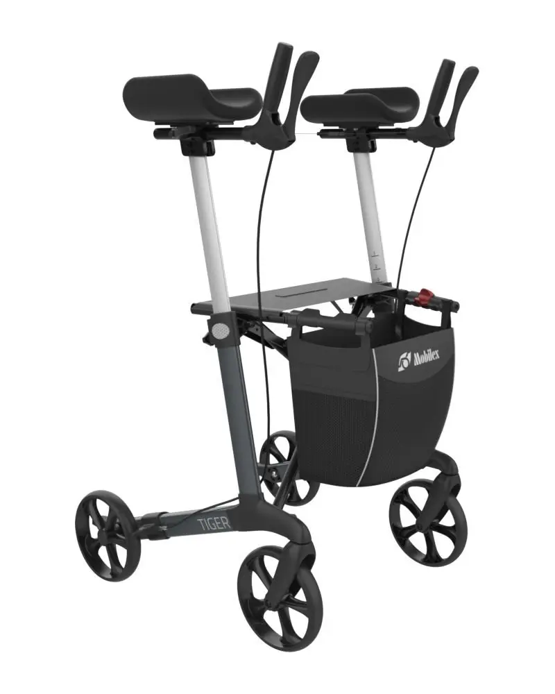 Rollator Tiger - Appui Brachiaux (Arthritis) - gris anthracite HS 62 cm - Mobilex