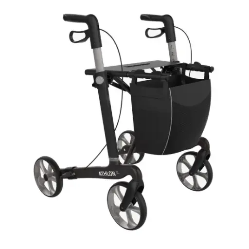 [5074] Rollator - Athlon - 4 Räder - Karbon - faltbar - schwarz - Größe L