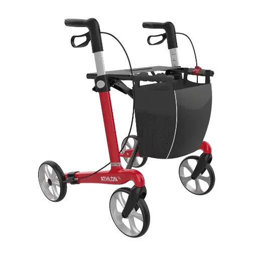 [5077] Rollator - Athlon - 4 Räder - Karbon - faltbar - Ferrari rot - Größe L