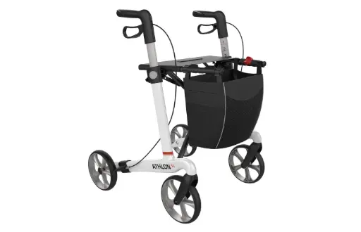 [5073] Rollator - Athlon - 4 Räder - Karbon - faltbar - weiss - Größe L
