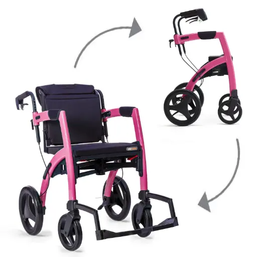 [2759] Déambulateur/fauteuil roulant ROLLZ MOTION²  -  2-en-1 - pink