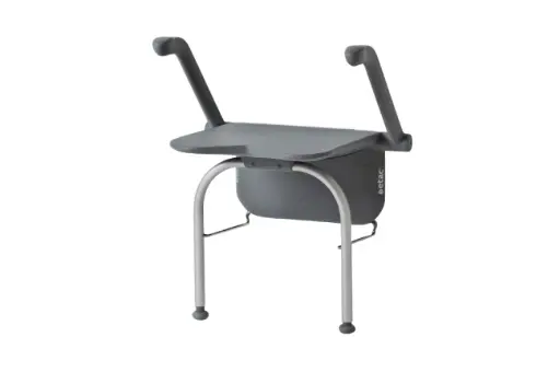 [5587] Wandduschsitz RELAX - Farbe grau - mit Armlehnen - mit Stützbein - ohne Rückenkissen