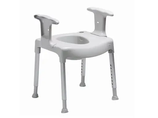 [5594] Siège de toilette SWIFT gris - avec accoudoirs et pare-éclaboussures