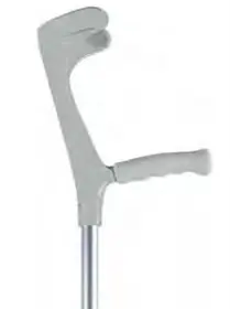 [6304]  Canne - anglaise - poignée ergo soft - non pliable - Aluminium - gris - Hauteur réglable - 1 paire