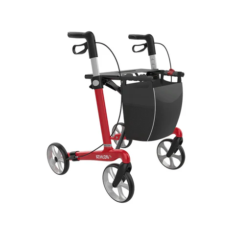 [6892]  Rollator - Athlon - 4 roues - carbone - pliable - rouge ferrari - Taille M