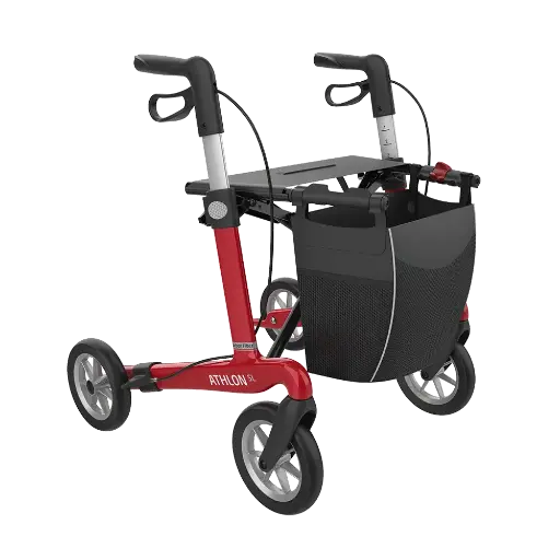 [6892] Rollator – Athlon – 4 Räder – us Carbon – zämeklappbar – Ferrari-Rot – Grössi M