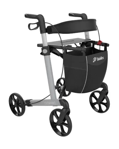 [17059] Rollator Leopard L - Aluminium - Argent platine HS 62 cm  